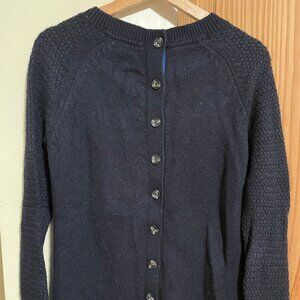 Boden Wool Blend Navy Button Back Pullover Sweater